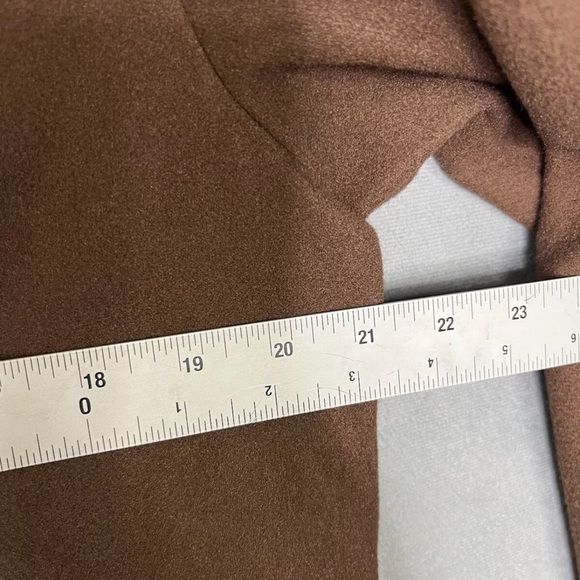 TOPSHOP Double Breasted Long Coat Chocolate Brown Unlined Women - Picture 10 of 13